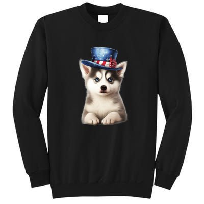 Husky Dog USA Flag Cute Husky Puppy Hat Huskies Sweatshirt