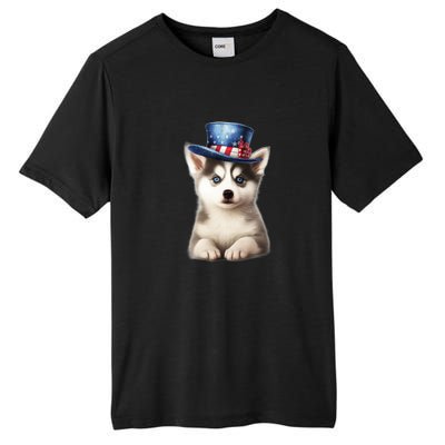 Husky Dog USA Flag Cute Husky Puppy Hat Huskies Tall Fusion ChromaSoft Performance T-Shirt