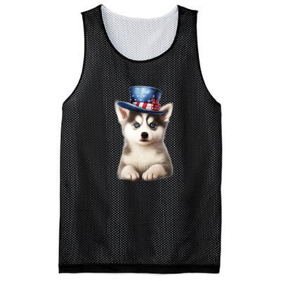 Husky Dog USA Flag Cute Husky Puppy Hat Huskies Mesh Reversible Basketball Jersey Tank