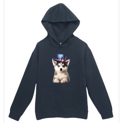 Husky Dog USA Flag Cute Husky Puppy Hat Huskies Urban Pullover Hoodie