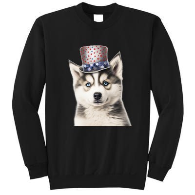 Husky Dog USA Flag Cute Husky Puppy Hat Huskies Sweatshirt