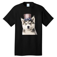 Husky Dog USA Flag Cute Husky Puppy Hat Huskies Tall T-Shirt