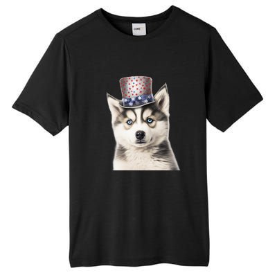 Husky Dog USA Flag Cute Husky Puppy Hat Huskies Tall Fusion ChromaSoft Performance T-Shirt