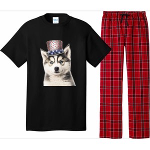 Husky Dog USA Flag Cute Husky Puppy Hat Huskies Pajama Set