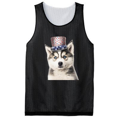 Husky Dog USA Flag Cute Husky Puppy Hat Huskies Mesh Reversible Basketball Jersey Tank