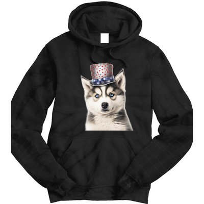 Husky Dog USA Flag Cute Husky Puppy Hat Huskies Tie Dye Hoodie