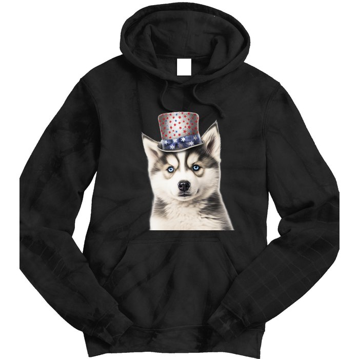 Husky Dog USA Flag Cute Husky Puppy Hat Huskies Tie Dye Hoodie