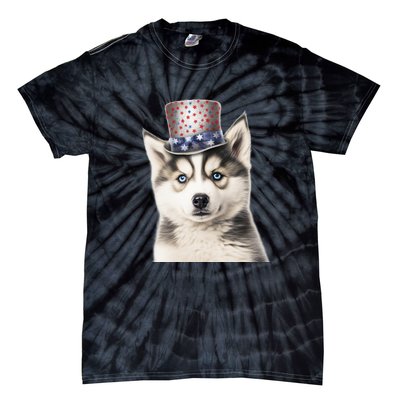 Husky Dog USA Flag Cute Husky Puppy Hat Huskies Tie-Dye T-Shirt