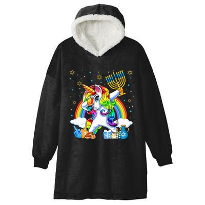 Hanukkah Dabbing Unicorn Jewnicorn Chanukah Jewish Xmas  Hooded Wearable Blanket