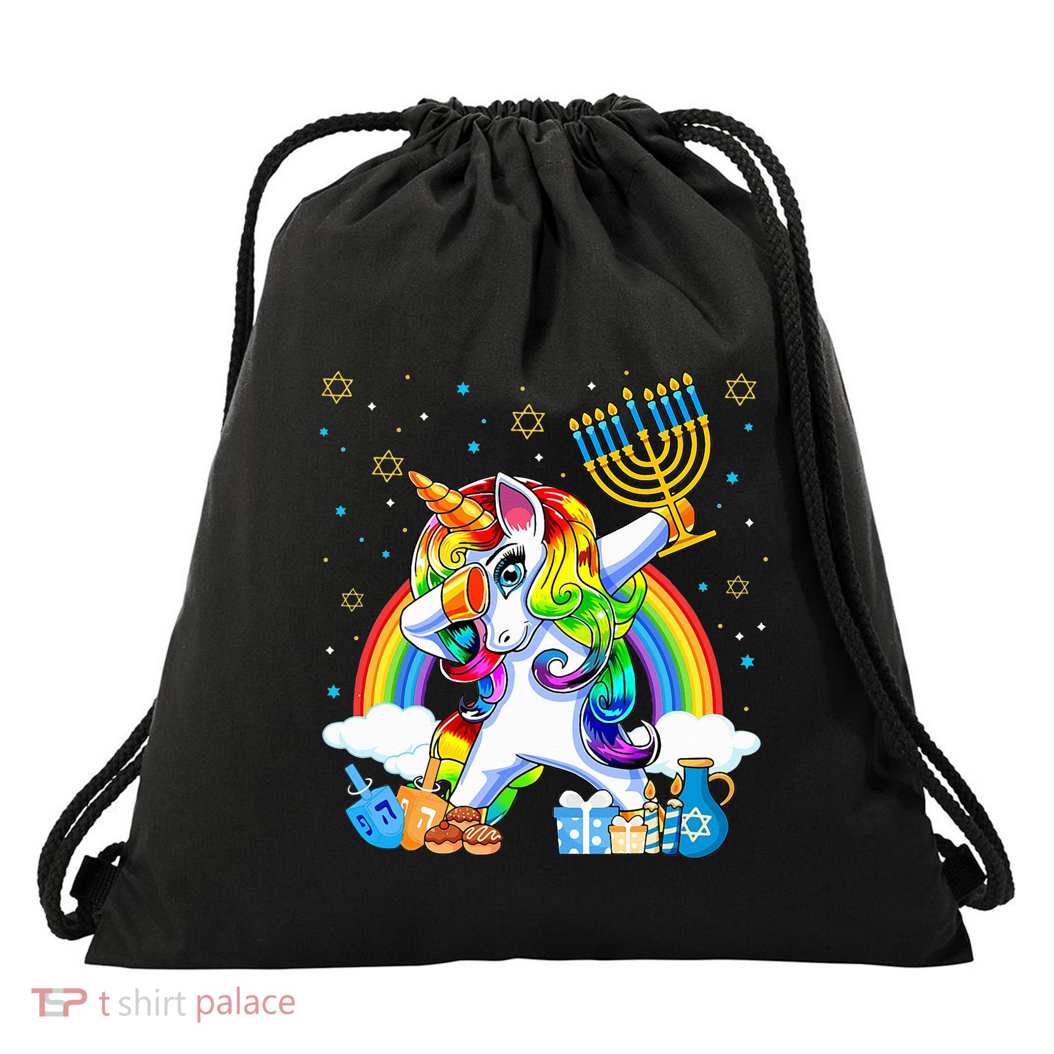 Hanukkah Dabbing Unicorn Jewnicorn Chanukah Jewish Xmas  Drawstring Bag