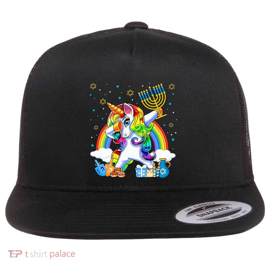 Hanukkah Dabbing Unicorn Jewnicorn Chanukah Jewish Xmas  Flatbill Hat
