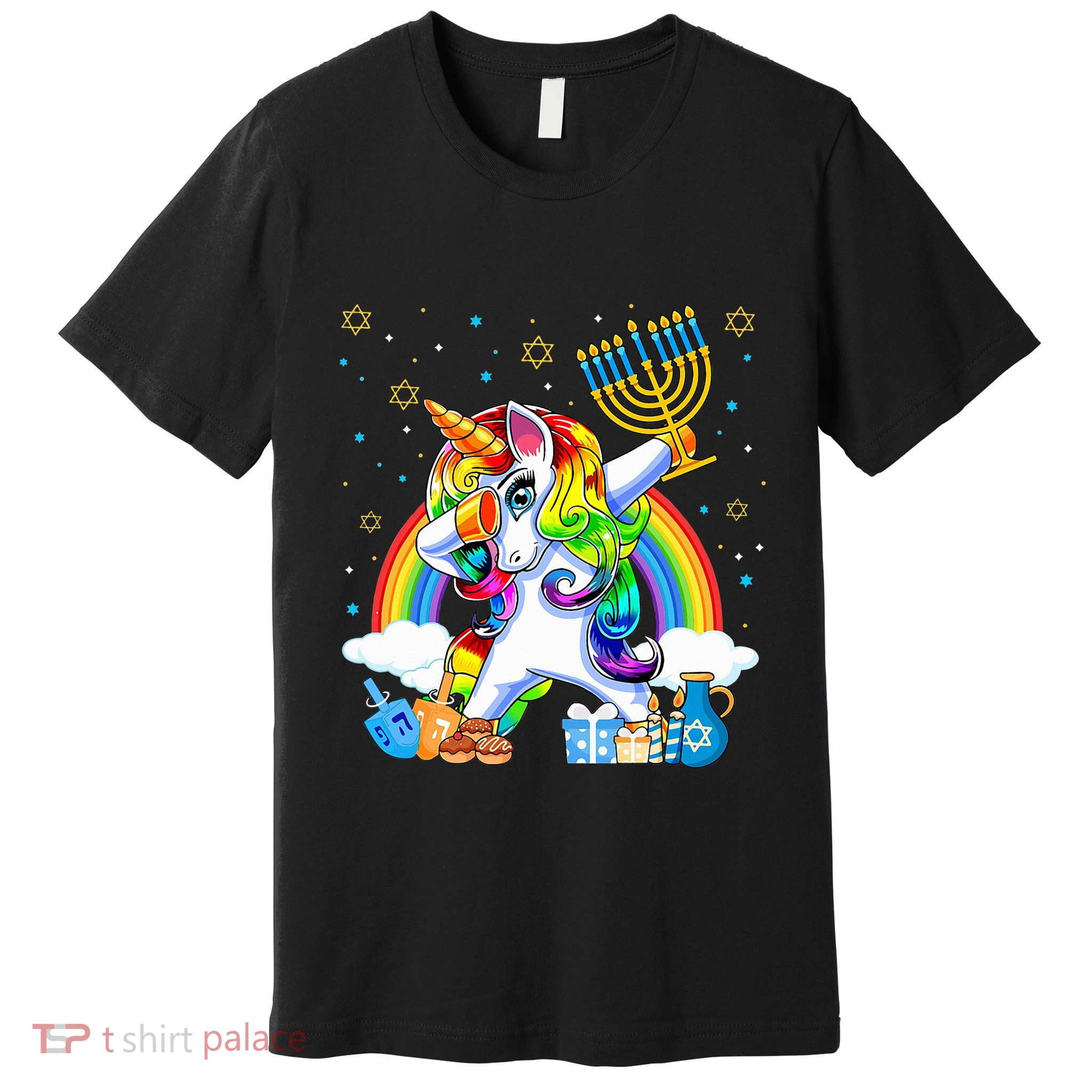 Hanukkah Dabbing Unicorn Jewnicorn Chanukah Jewish Xmas  Premium T-Shirt