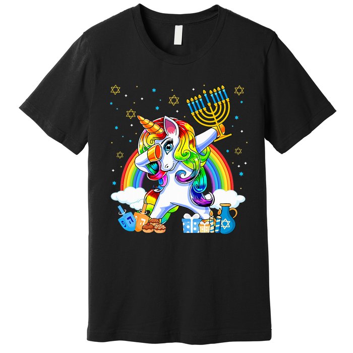 Hanukkah Dabbing Unicorn Jewnicorn Chanukah Jewish Xmas  Premium T-Shirt