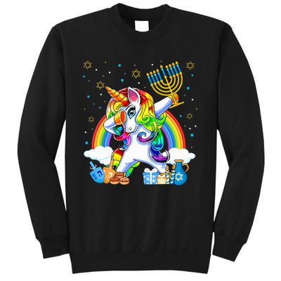 Hanukkah Dabbing Unicorn Jewnicorn Chanukah Jewish Xmas  Tall Sweatshirt