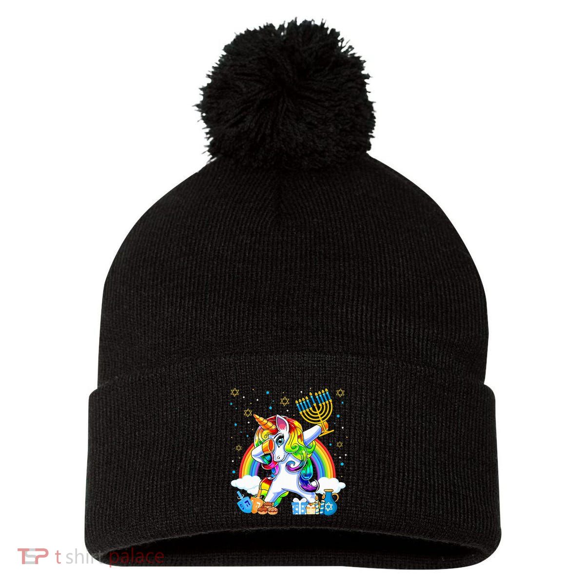 Hanukkah Dabbing Unicorn Jewnicorn Chanukah Jewish Xmas  Pom Pom 12in Knit Beanie