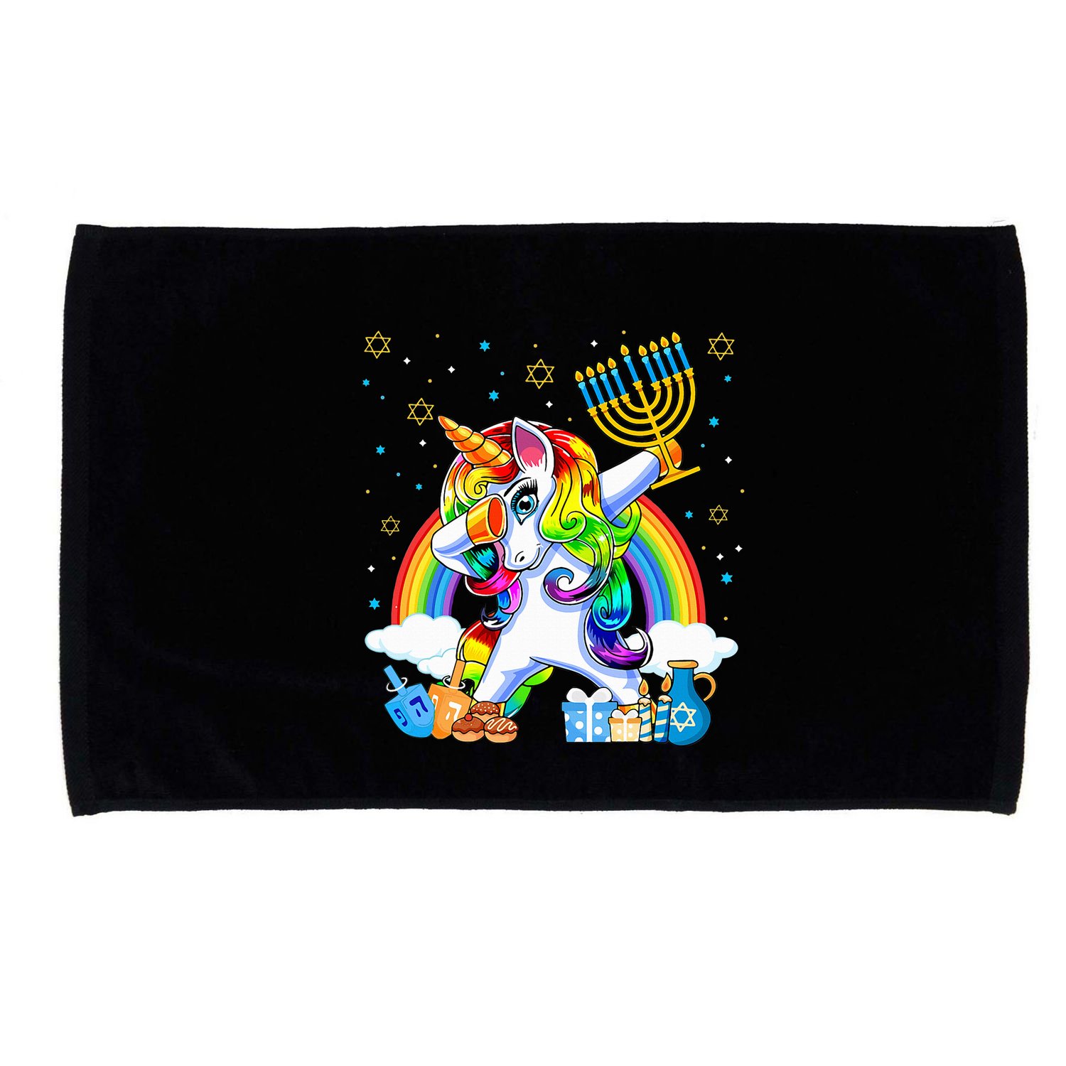 Hanukkah Dabbing Unicorn Jewnicorn Chanukah Jewish Xmas  Microfiber Hand Towel