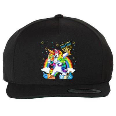 Hanukkah Dabbing Unicorn Jewnicorn Chanukah Jewish Xmas  Wool Snapback Cap