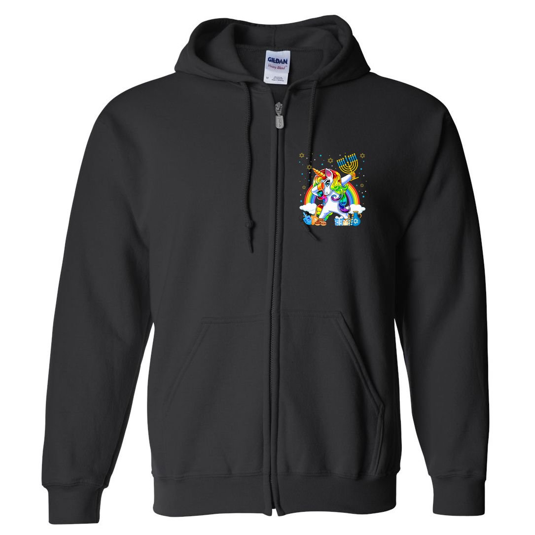 Hanukkah Dabbing Unicorn Jewnicorn Chanukah Jewish Xmas  Full Zip Hoodie