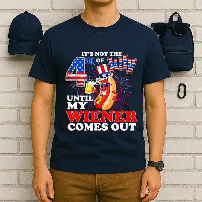Hot Dog Until My Wiener Comes Out Funny Hot Dog 4th Of July T-Shirt