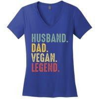 Husband Dad Vegan Legend Funny Best Father Daddy Marriage Gift Women's V-Neck T-Shirt