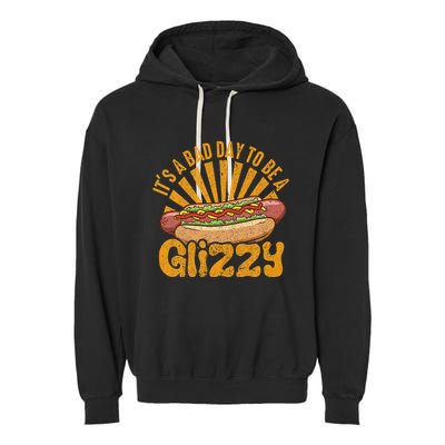 Hot Dog Vintage Funny Saying It’S A Bad Day To Be A Glizzy Garment-Dyed Fleece Hoodie