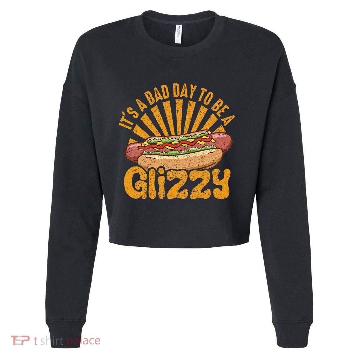 Hot Dog Vintage Funny Saying It’S A Bad Day To Be A Glizzy Cropped Pullover Crew