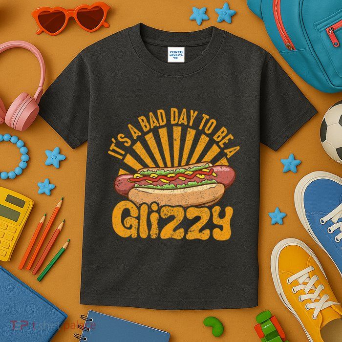 Hot Dog Vintage Funny Saying It’S A Bad Day To Be A Glizzy Kids T-Shirt