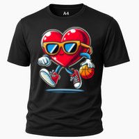 Heart Dunking Valentines Day For Basketball Lovers Gift Cooling Performance Crew T-Shirt