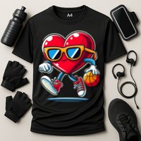 Heart Dunking Valentines Day For Basketball Lovers Gift Cooling Performance Crew T-Shirt