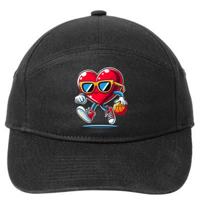 Heart Dunking Valentines Day For Basketball Lovers Gift 7-Panel Snapback Hat