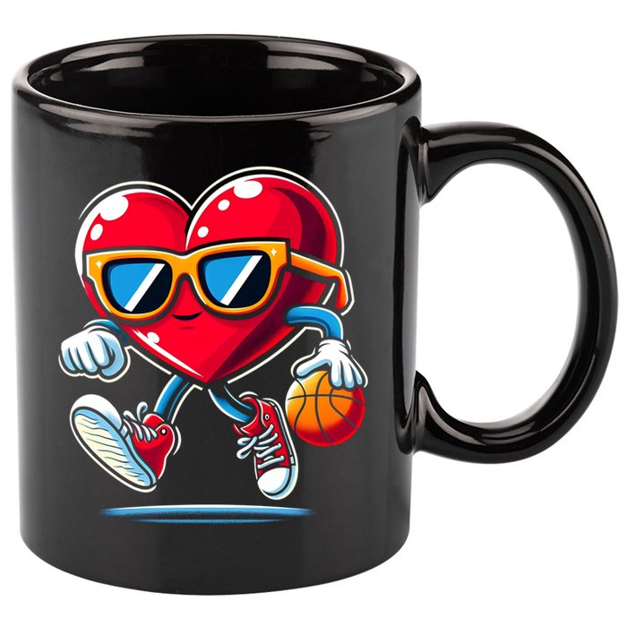 Heart Dunking Valentines Day For Basketball Lovers Gift 11oz C Handle Ceramic Mug