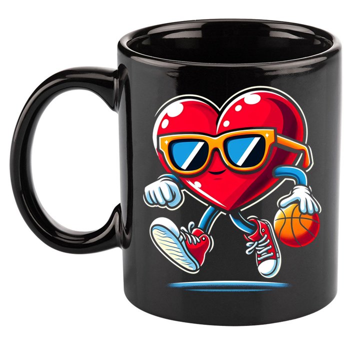 Heart Dunking Valentines Day For Basketball Lovers Gift 11oz C Handle Ceramic Mug