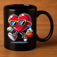 Heart Dunking Valentines Day For Basketball Lovers Gift 11oz C Handle Ceramic Mug