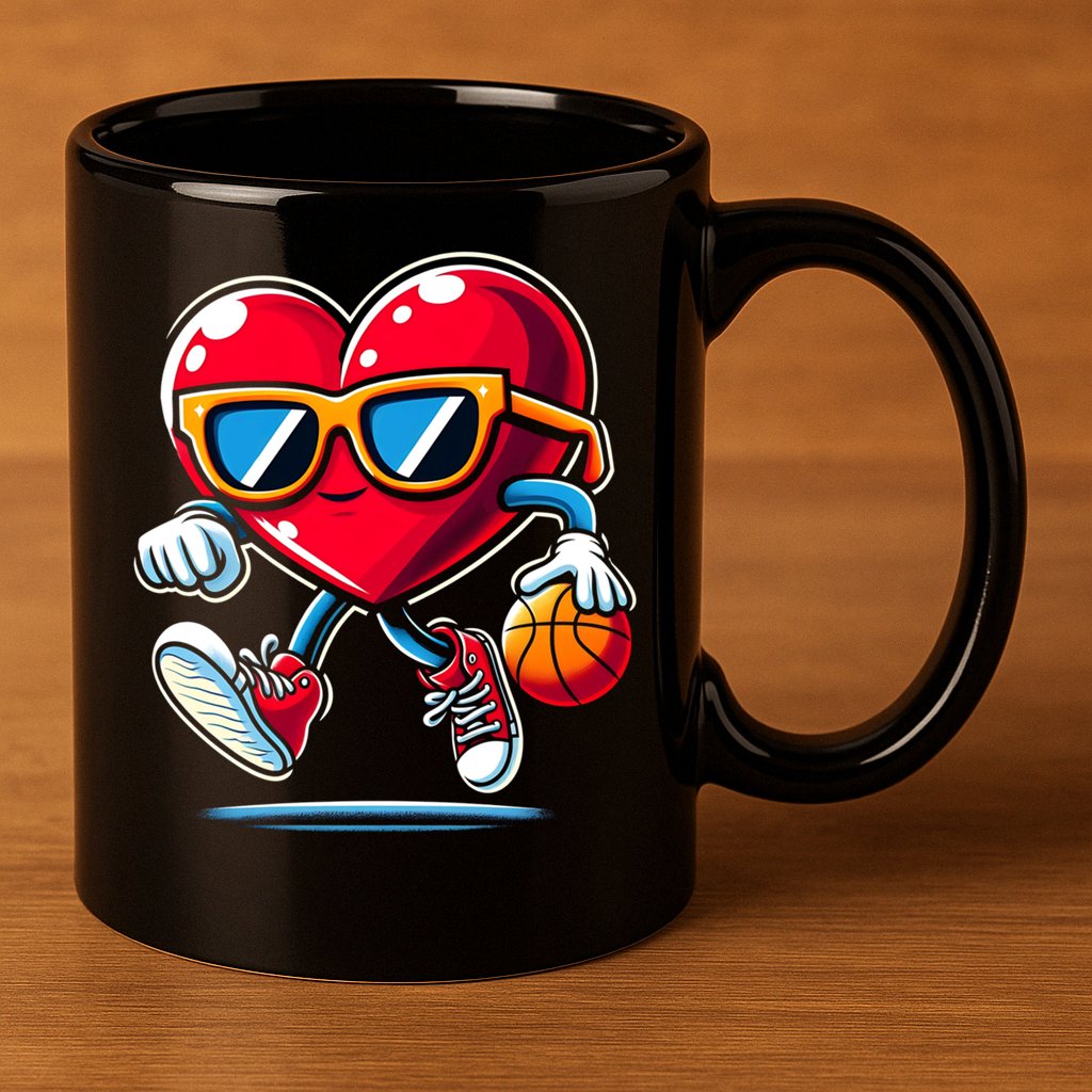 Heart Dunking Valentines Day For Basketball Lovers Gift 11oz C Handle Ceramic Mug
