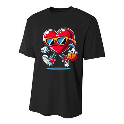 Heart Dunking Valentines Day For Basketball Lovers Gift Youth Performance Sprint T-Shirt