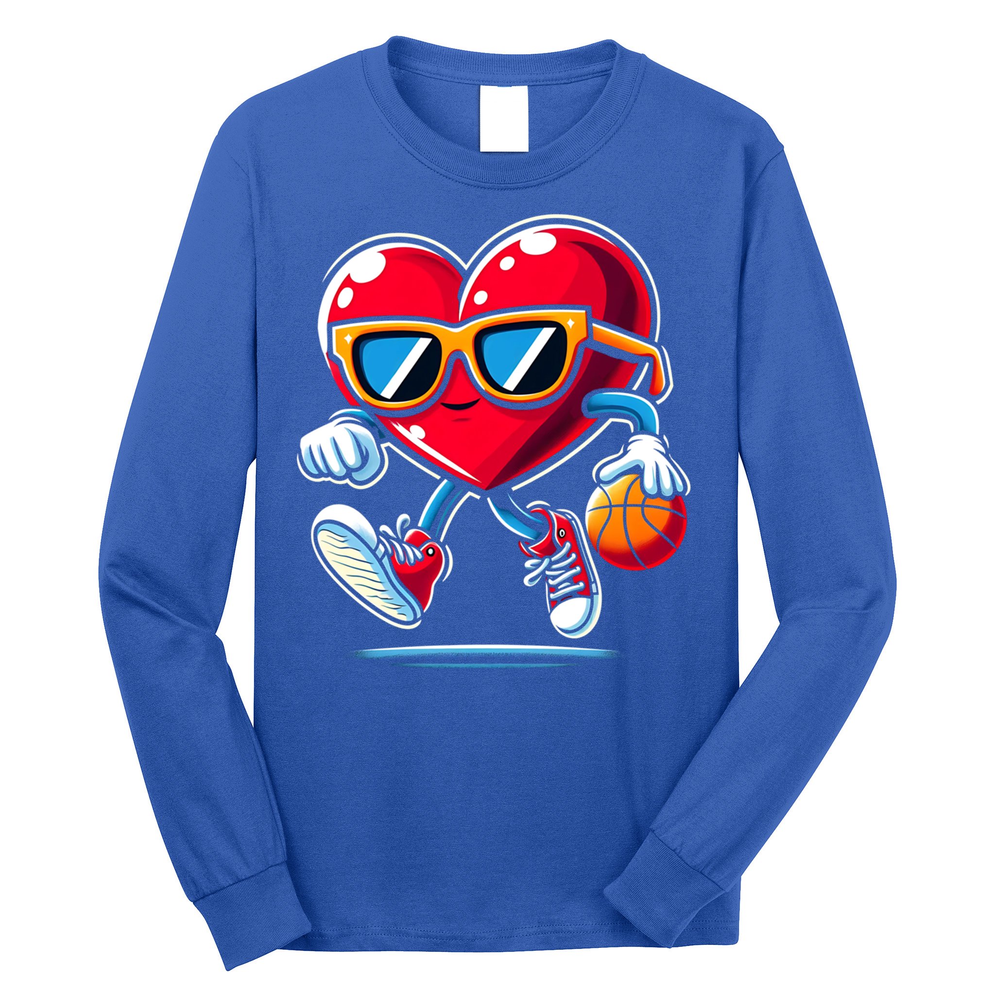 Heart Dunking Valentines Day For Basketball Lovers Gift Long Sleeve Shirt