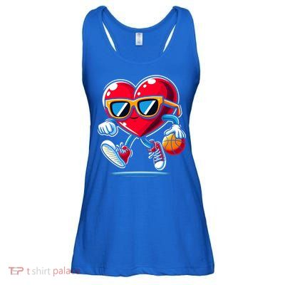 Heart Dunking Valentines Day For Basketball Lovers Gift Ladies Essential Flowy Tank