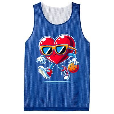 Heart Dunking Valentines Day For Basketball Lovers Gift Mesh Reversible Basketball Jersey Tank