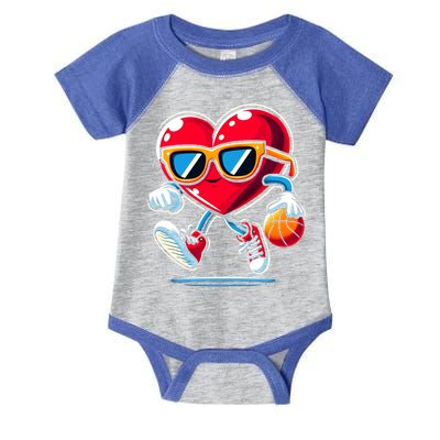 Heart Dunking Valentines Day For Basketball Lovers Gift Infant Baby Jersey Bodysuit