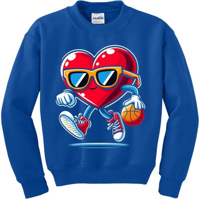 Heart Dunking Valentines Day For Basketball Lovers Gift Kids Sweatshirt