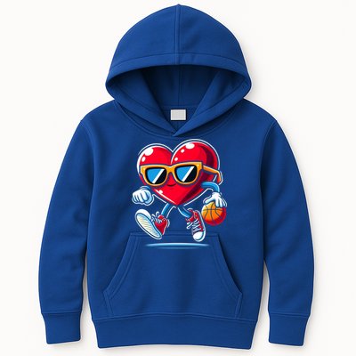 Heart Dunking Valentines Day For Basketball Lovers Gift Kids Hoodie