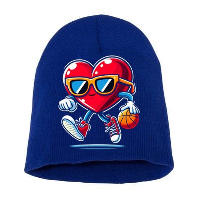 Heart Dunking Valentines Day For Basketball Lovers Gift Short Acrylic Beanie