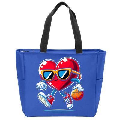 Heart Dunking Valentines Day For Basketball Lovers Gift Zip Tote Bag