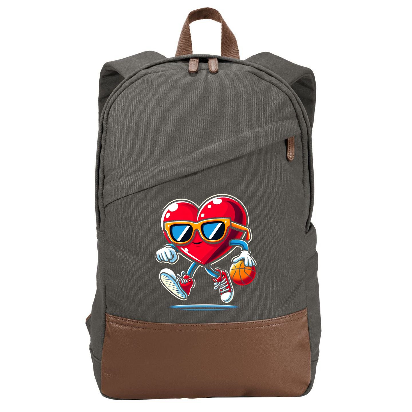 Heart Dunking Valentines Day For Basketball Lovers Gift Cotton Canvas Backpack