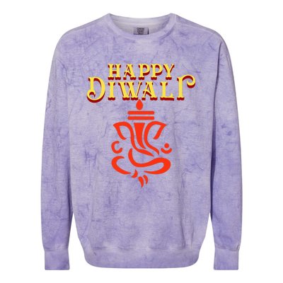 Happy Diwali With Lord Ganesha Colorblast Crewneck Sweatshirt