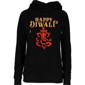 Happy Diwali With Lord Ganesha Womens Funnel Neck Pullover Hood