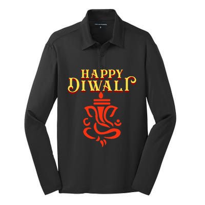 Happy Diwali With Lord Ganesha Silk Touch Performance Long Sleeve Polo