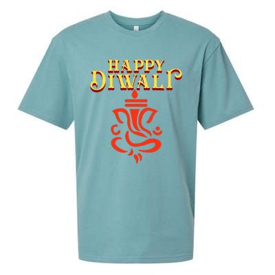 Happy Diwali With Lord Ganesha Sueded Cloud Jersey T-Shirt