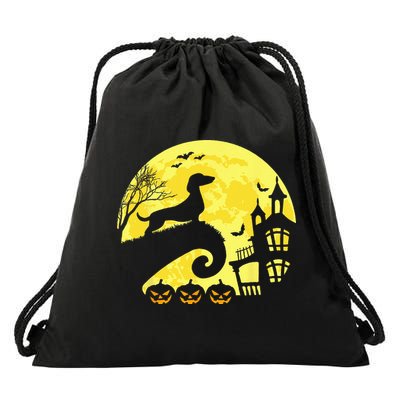 Halloween Dachshund Weenie Wiener Moonshine Sausage Dog Drawstring Bag