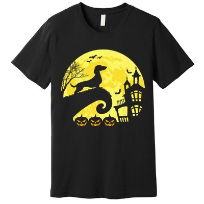 Halloween Dachshund Weenie Wiener Moonshine Sausage Dog Premium T-Shirt